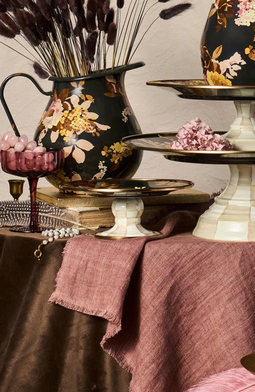 Mackenzie-childs Mackenzie Childs Wild Rose Mini Pedestal Platter In Brown