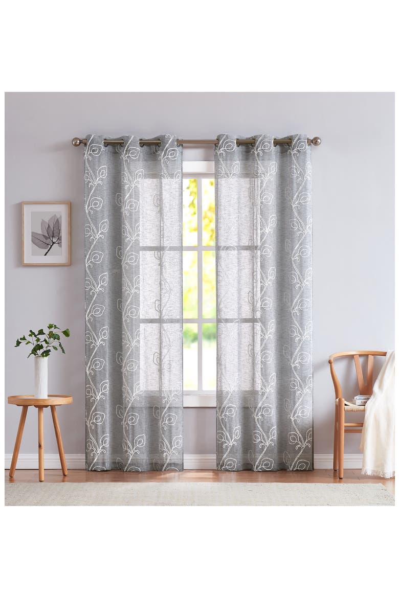 Stella Set of 2 Sheer Panel Curtains, Main, color, SILVER