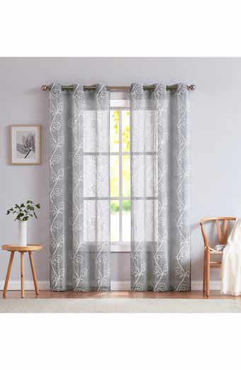 DAINTY HOME Set of 2 Embroidered Sheer Curtain Panels