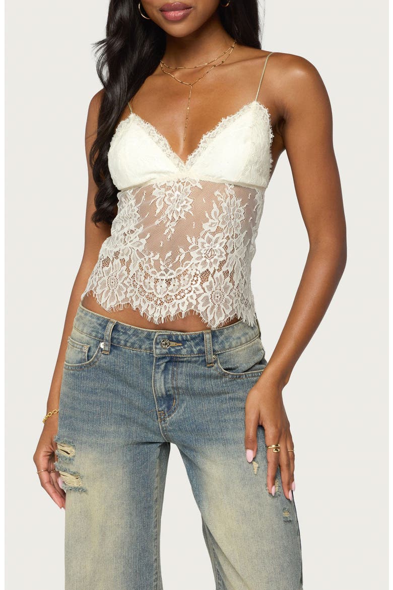 Ottilie Lace & Satin Effect Camisole, Main, color, IVORY
