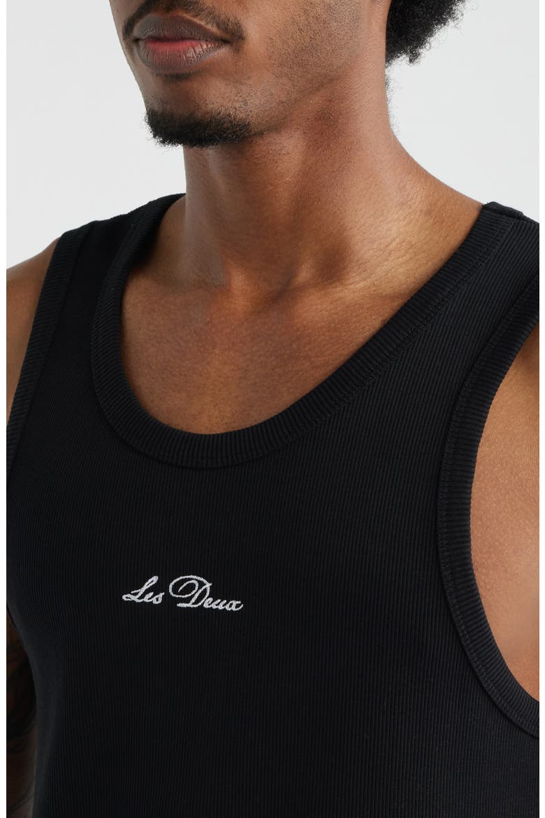 Arthur Logo Embroidered Rib Tank, Alternate, color, BLACK