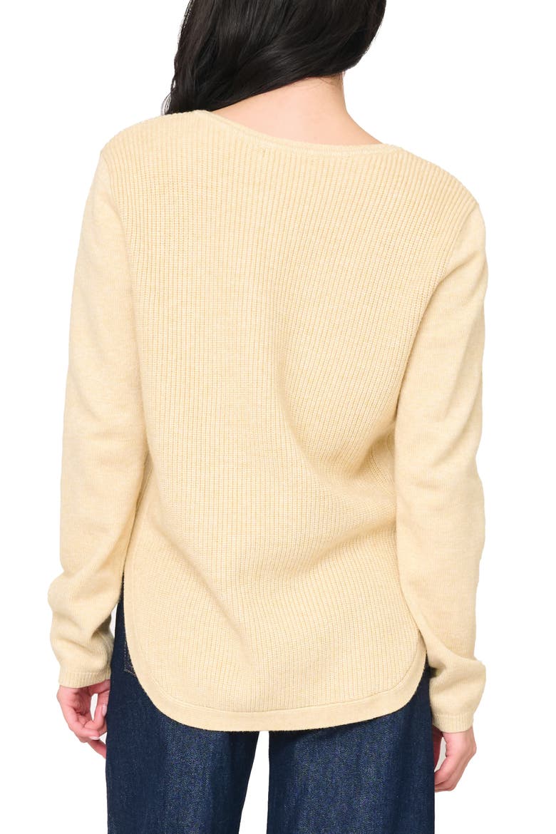 V-Neck Long Sleeve Rib Sweater, Alternate, color, LONDON FOG