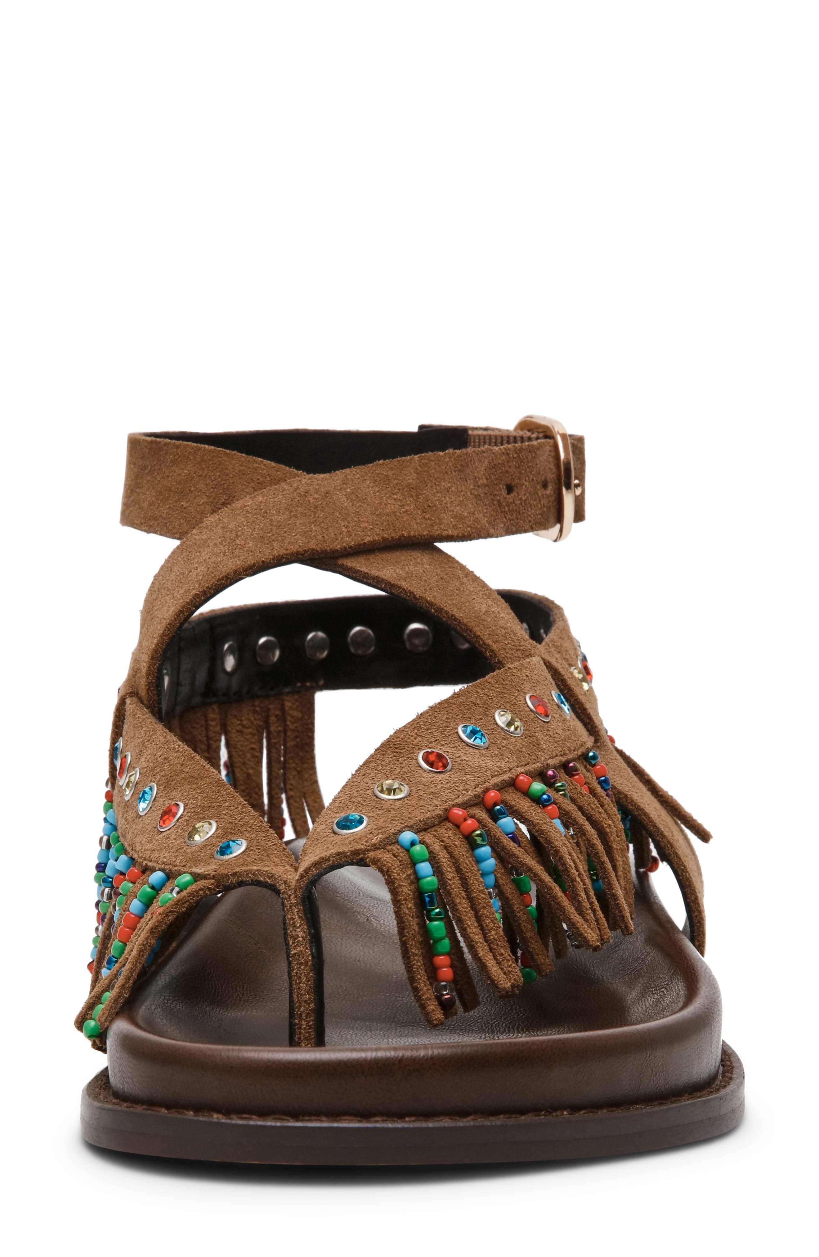 Steve Madden Wendell Beaded Fringe Ankle Strap Sandal, Alternate, color, 