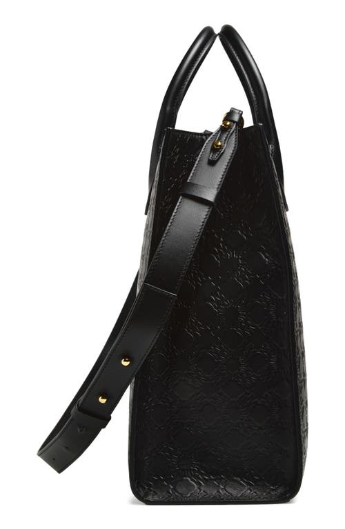 Amiri Small Ma Quad Debossed Leather Tote In Black