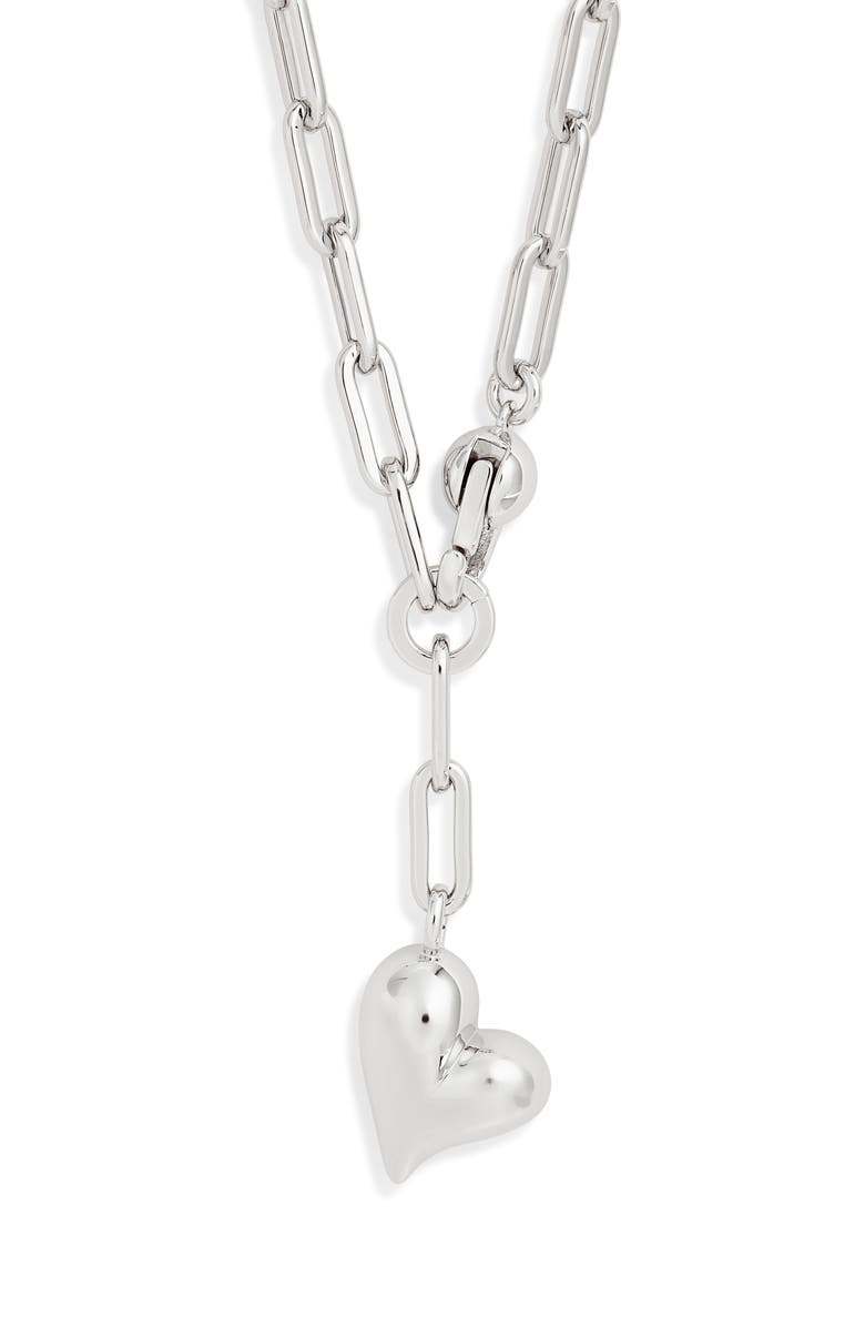 JENNY BIRD Puffy Heart Charm Paper Clip Chain Necklace, Main, color, 