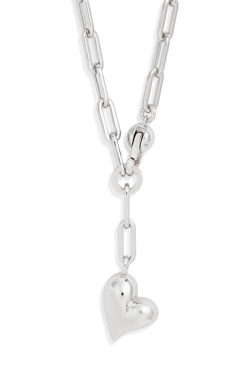 Jenny Bird Puffy Heart Charm Paper Clip Chain Necklace