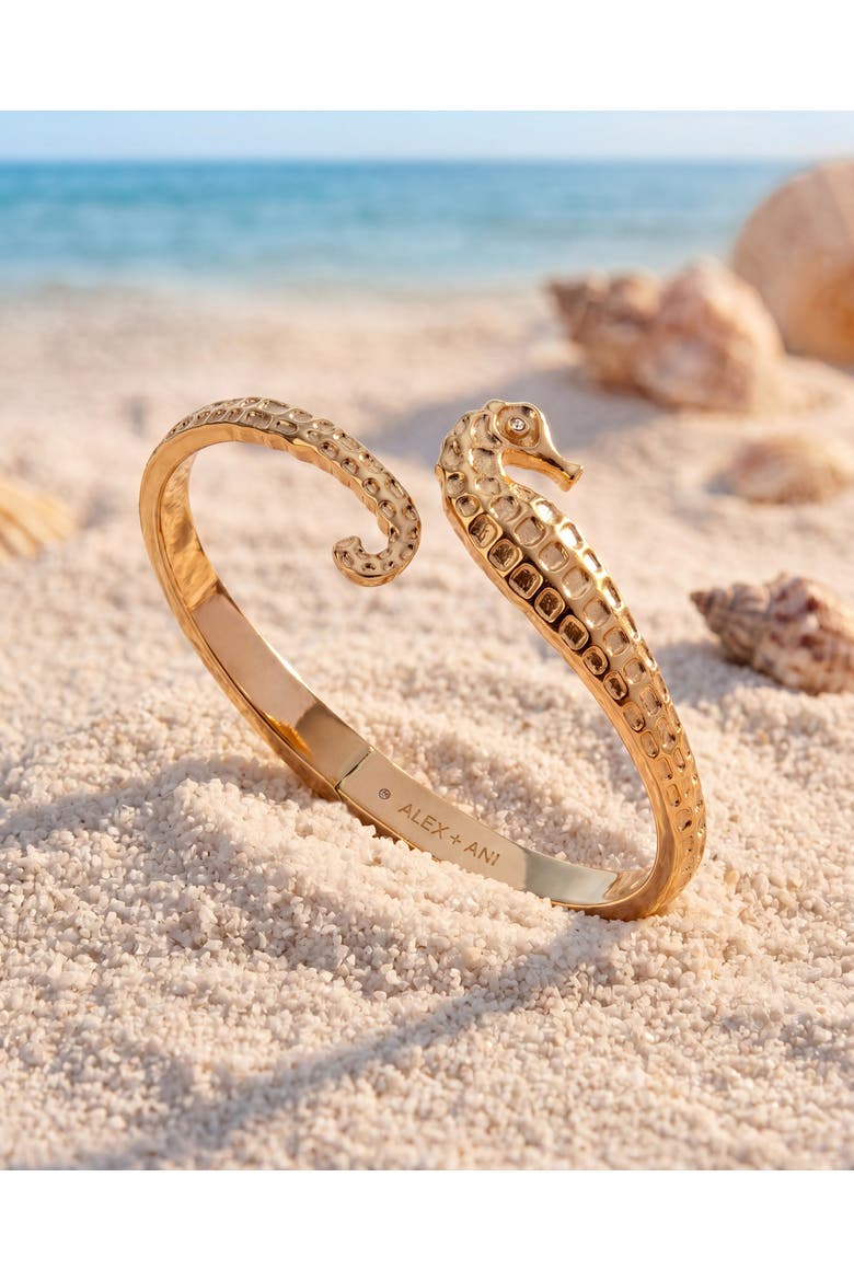 Seahorse Bypass Cuff, Alternate, color, Gold