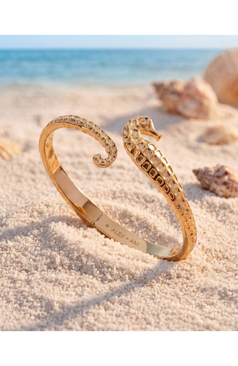 Alex and Ani Seahorse Bypass Cuff, Alternate, color, Gold