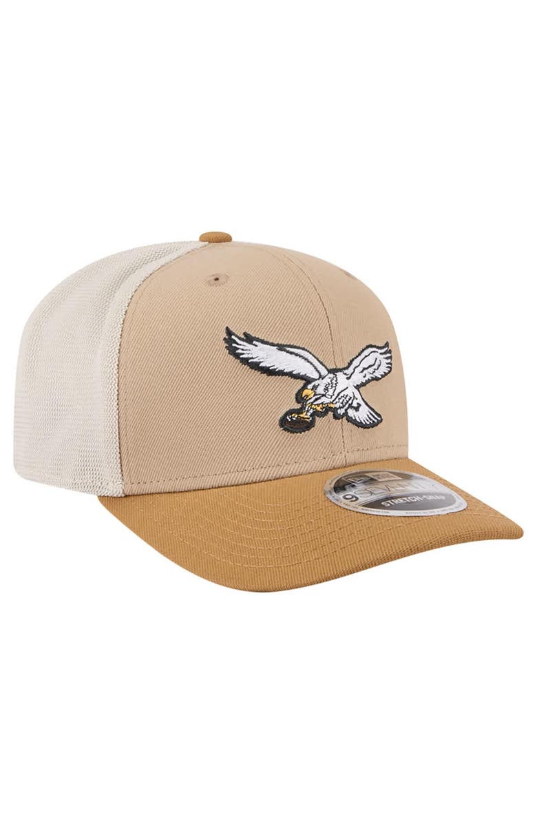 New Era Men's New Era Light Beige Philadelphia Eagles Throwback Two-Tone Trucker 9SEVENTY Adjustable Hat, Alternate, color, 