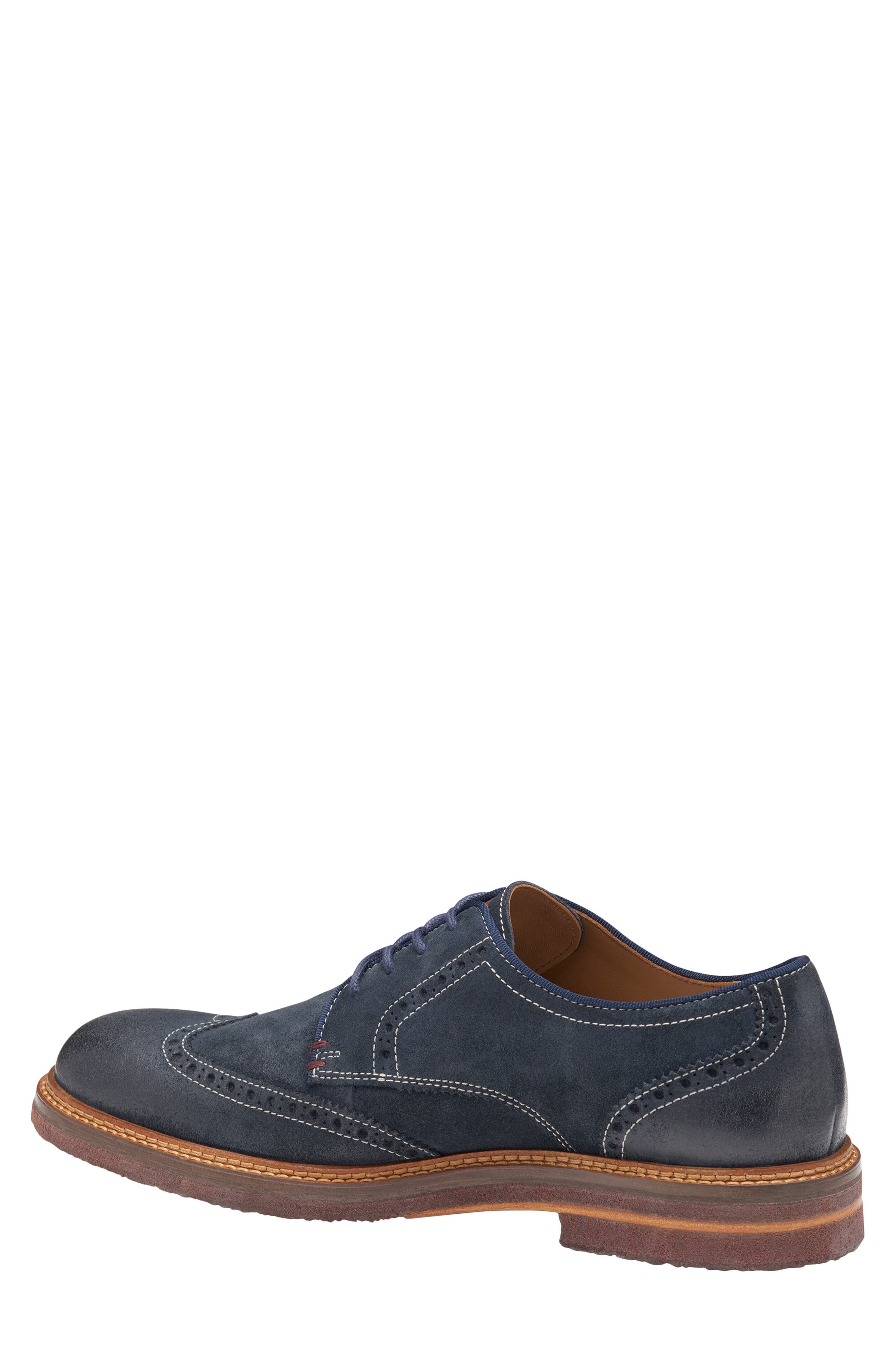 Calder Wingtip Derby, Alternate, color, NAVY WAXED SUEDE