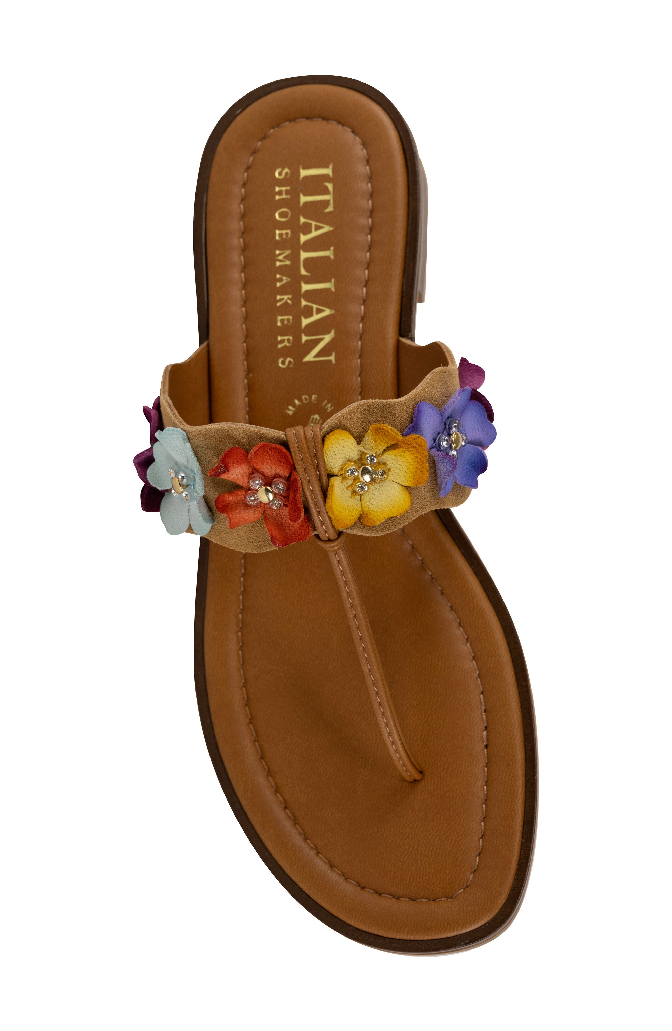 ITALIAN SHOEMAKERS Adara Floral Flip Flop, Alternate, color, Bright Brown Multi