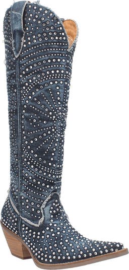 Honkeytonk Honey Knee High Denim Boot
