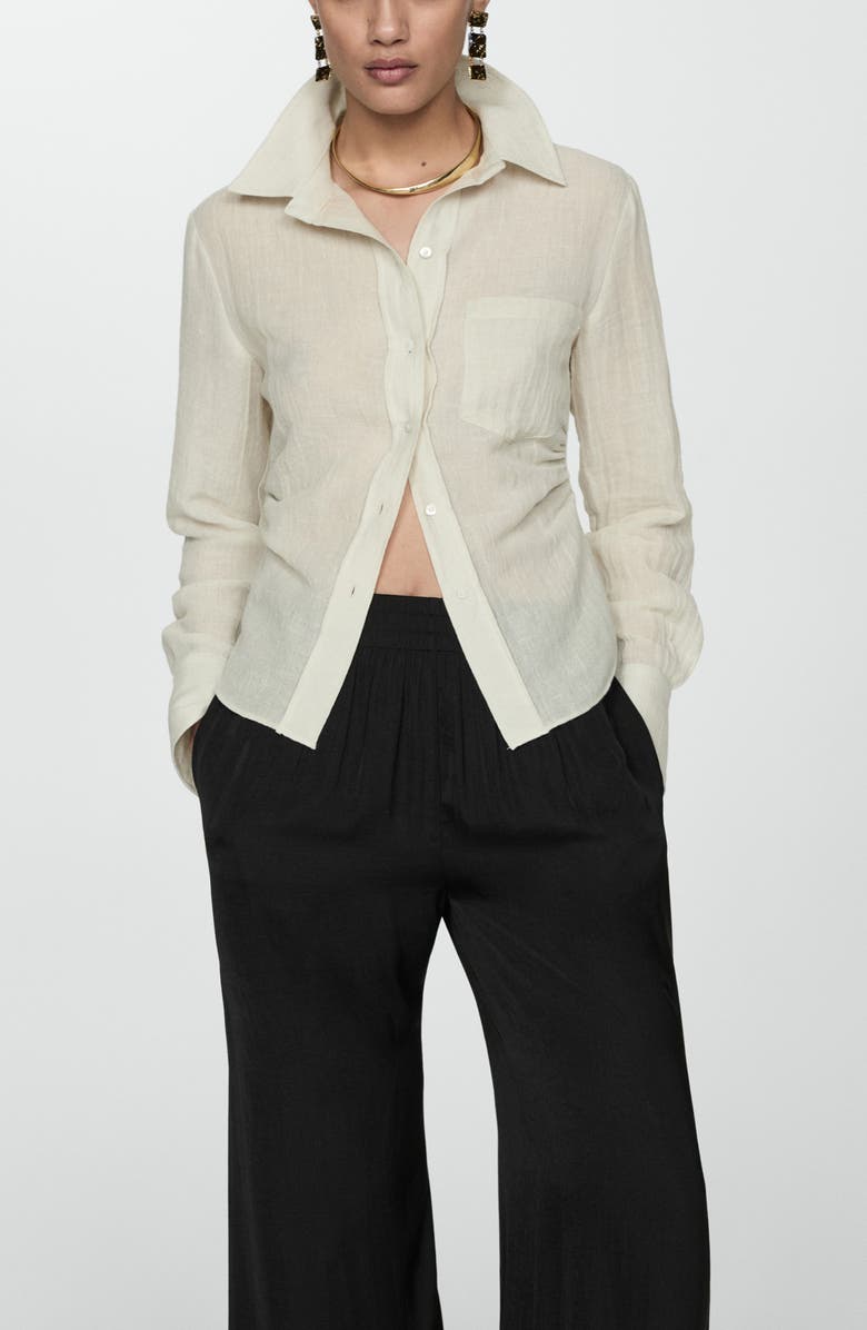 MANGO Pleated Wide Leg Pull-On Pants, Alternate, color,