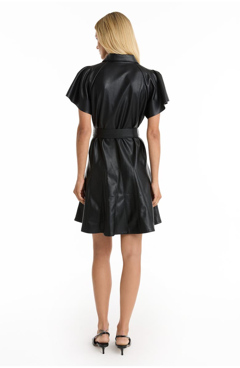 The Noli Shop Devin Leather Ruffle Dress, Alternate, color, Black