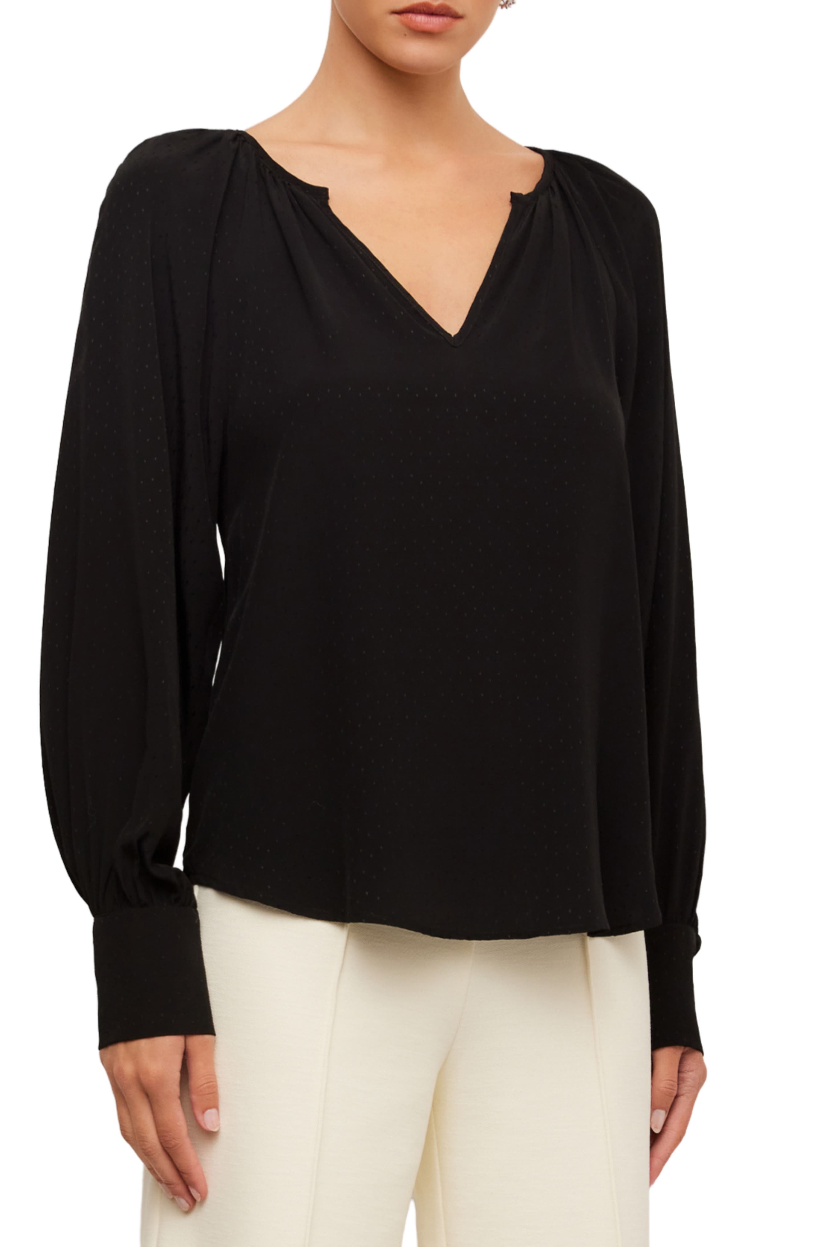 FIFTEEN TWENTY Nica Dot Jacquard Peasant Top (Women) | Nordstrom