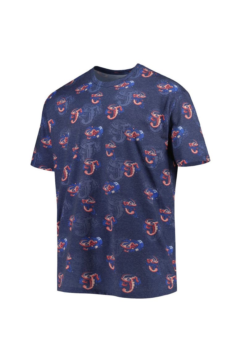 Men's Navy Jacksonville Jumbo Shrimp Allover Print Crafted T-Shirt, Alternate, color, Navy