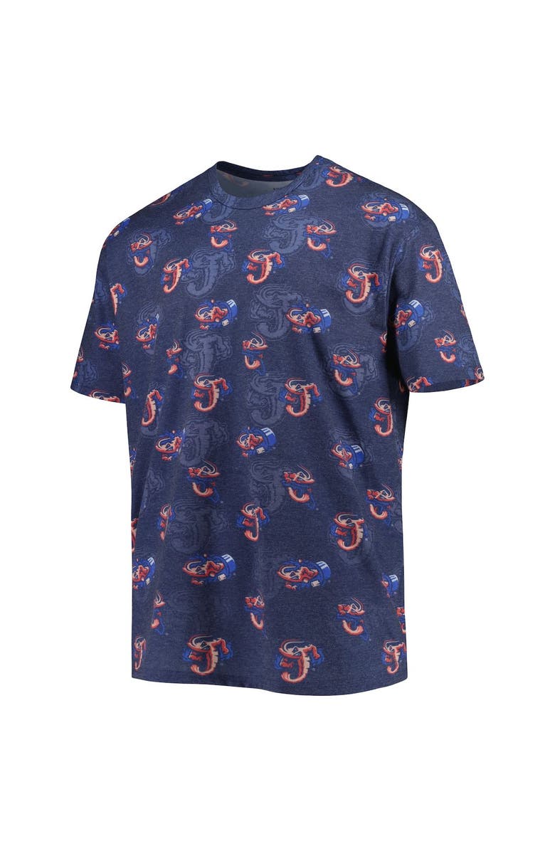 BOXERCRAFT Men's Navy Jacksonville Jumbo Shrimp Allover Print Crafted T-Shirt, Alternate, color,