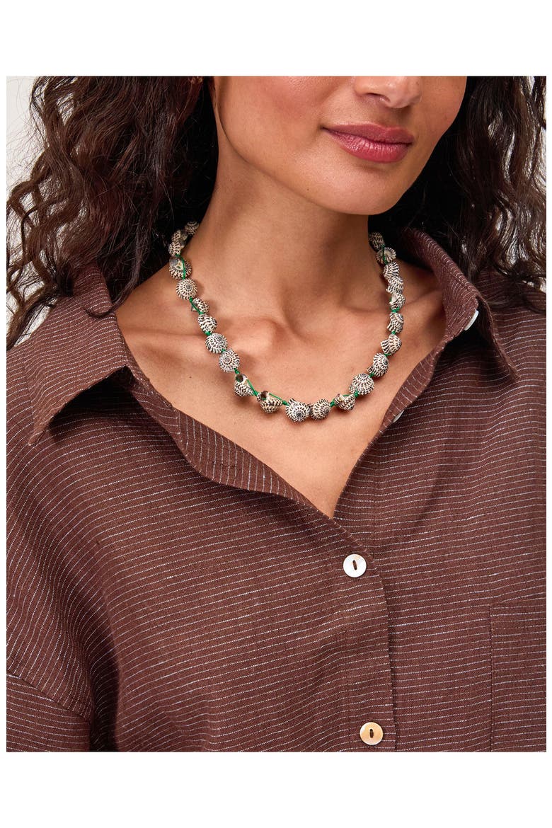 Checker Shell Necklace, Alternate, color, CREAM
