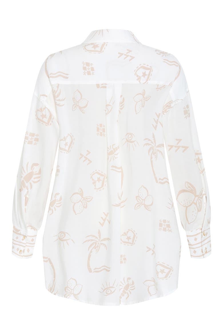 Alessia Print Shirt, Alternate, color, STONE CONVERSATIONAL