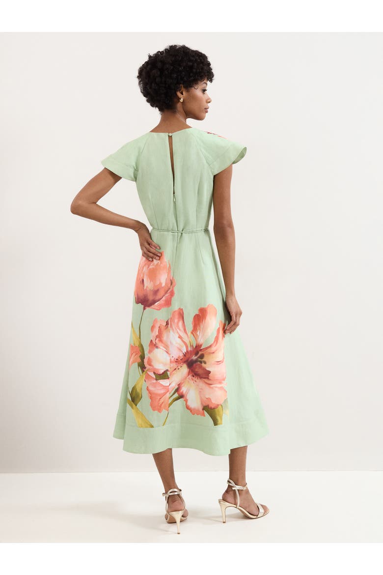 Matilda Ruffle V-Neck Floral Dress, Alternate, color, Green