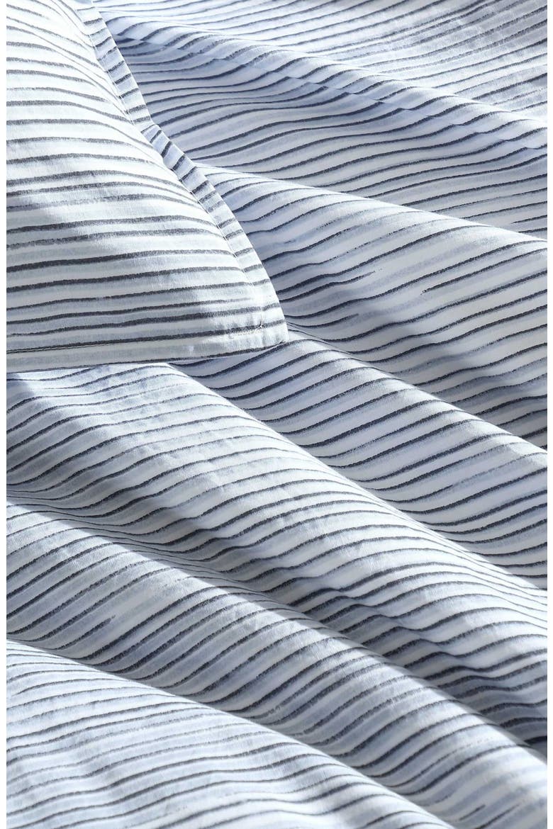 Wavy Stripe Washed Percale Comforter & Sham Set, Alternate, color, LIGHT BLUE
