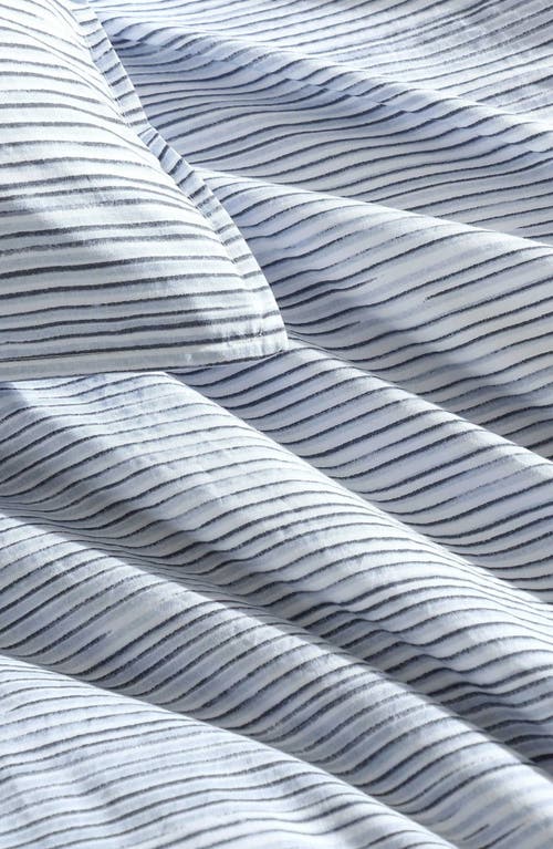 Calvin Klein Wavy Stripe Washed Percale Comforter & Sham Set In Blue