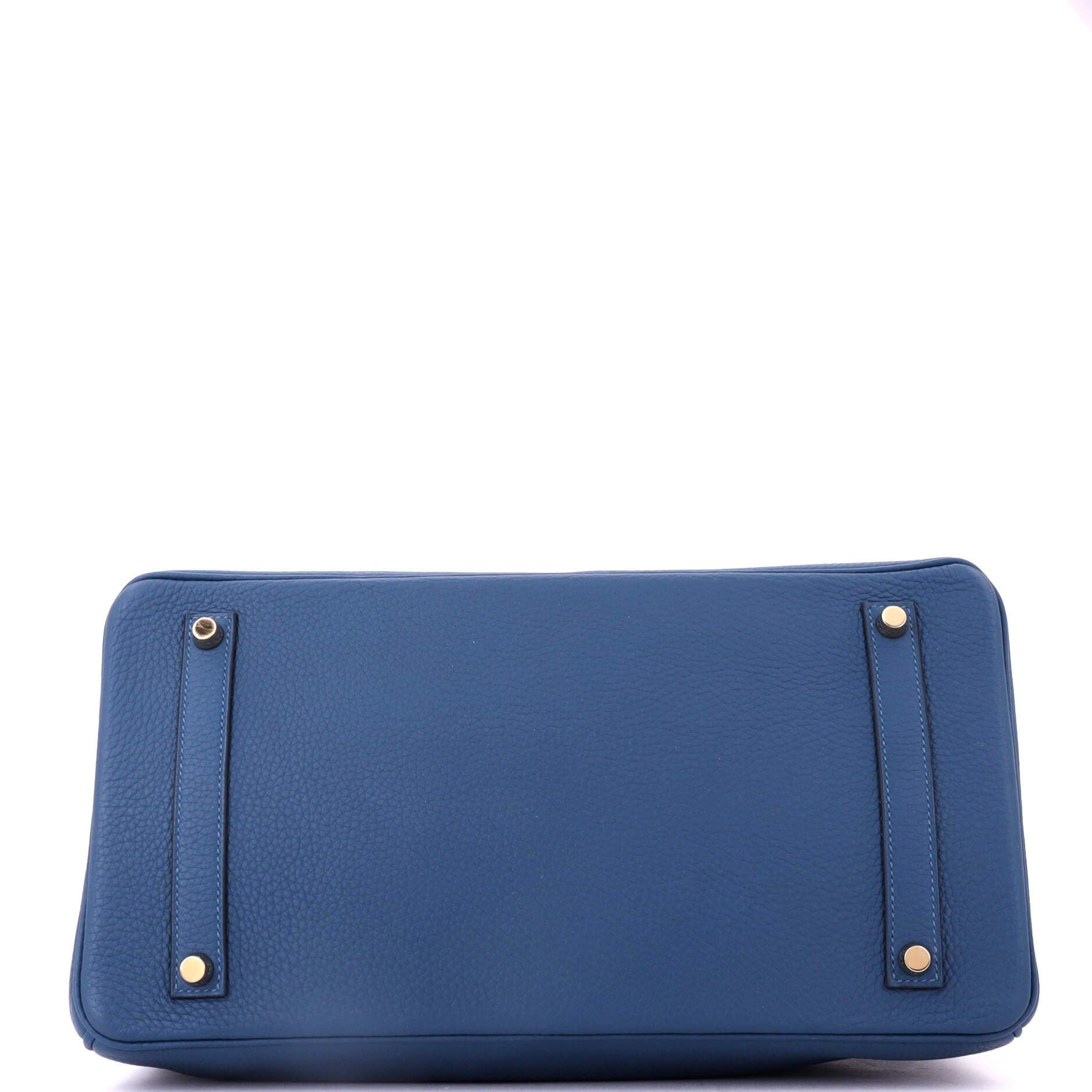 Pre-Owned Hermes Birkin Handbag Blue Clemence with Gold Hardware 35, Alternate, color, Deep Blue