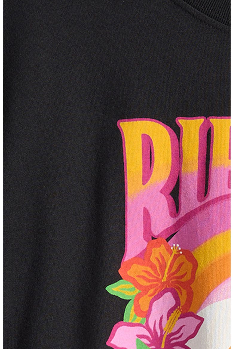 Kids' Tropical Dawn Cotton Cropped Graphic T-Shirt, Alternate, color, WASHED BLACK
