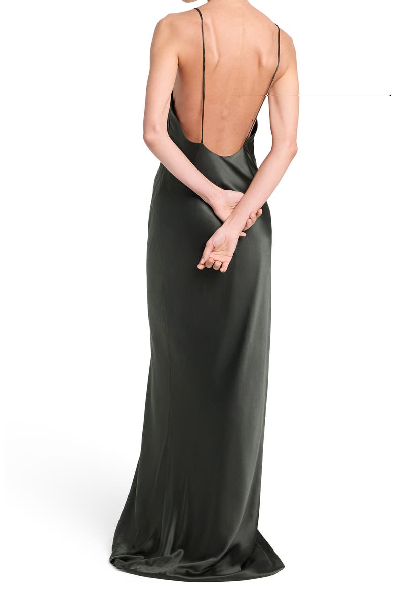 Scoop Back Stretch Silk Maxi Slipdress, Alternate, color, ROSIN