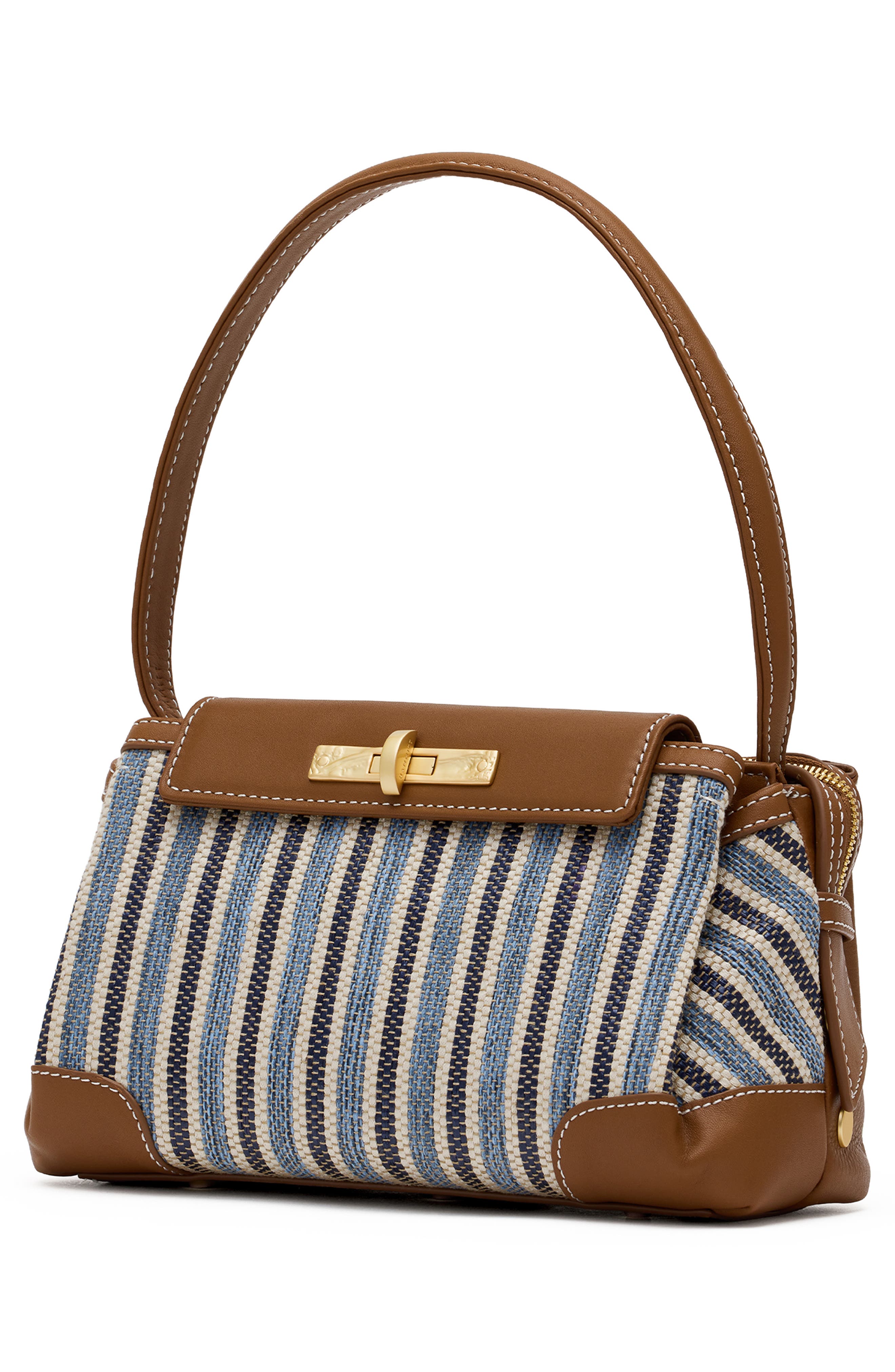 HAMMITT Medium Shoulder Bag, Alternate, color, Cabana Blue/ Brushed Gold