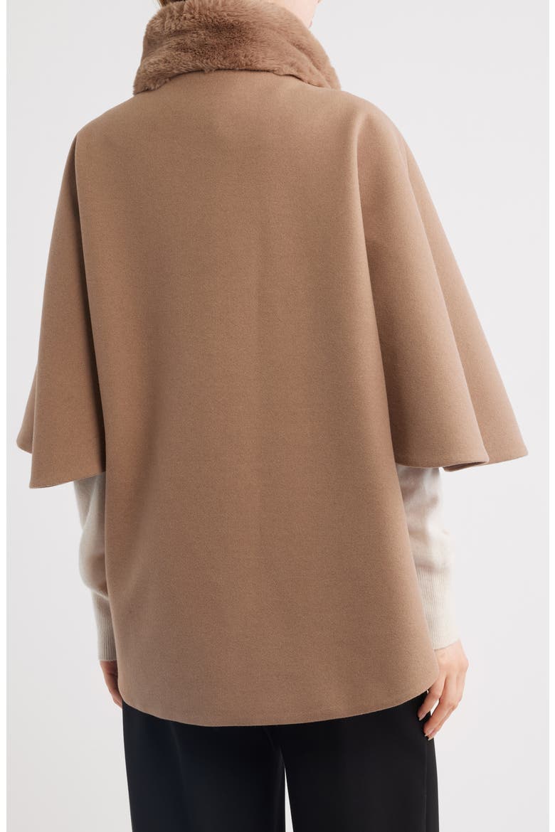 Faux Fur Collar Cape, Alternate, color, TRUFFLE