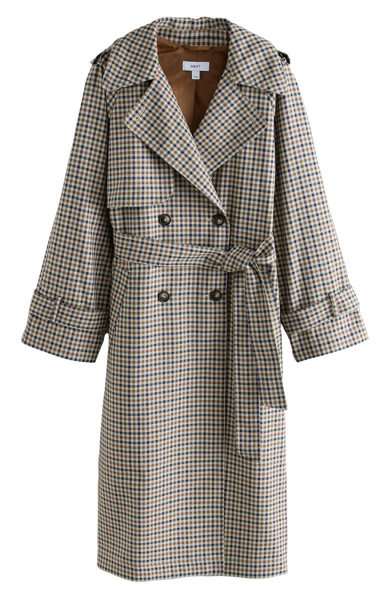 NEXT Check Double Breasted Trench Coat, Main, color, Check