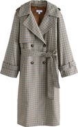 NEXT Check Double Breasted Trench Coat