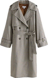 NEXT Check Double Breasted Trench Coat