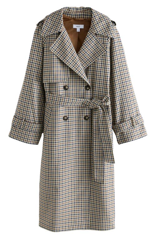Next Check Double Breasted Trench Coat In Multi