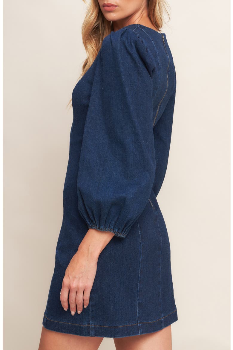 Long Sleeve Denim Minidress, Alternate, color, MEDIUM INDIGO