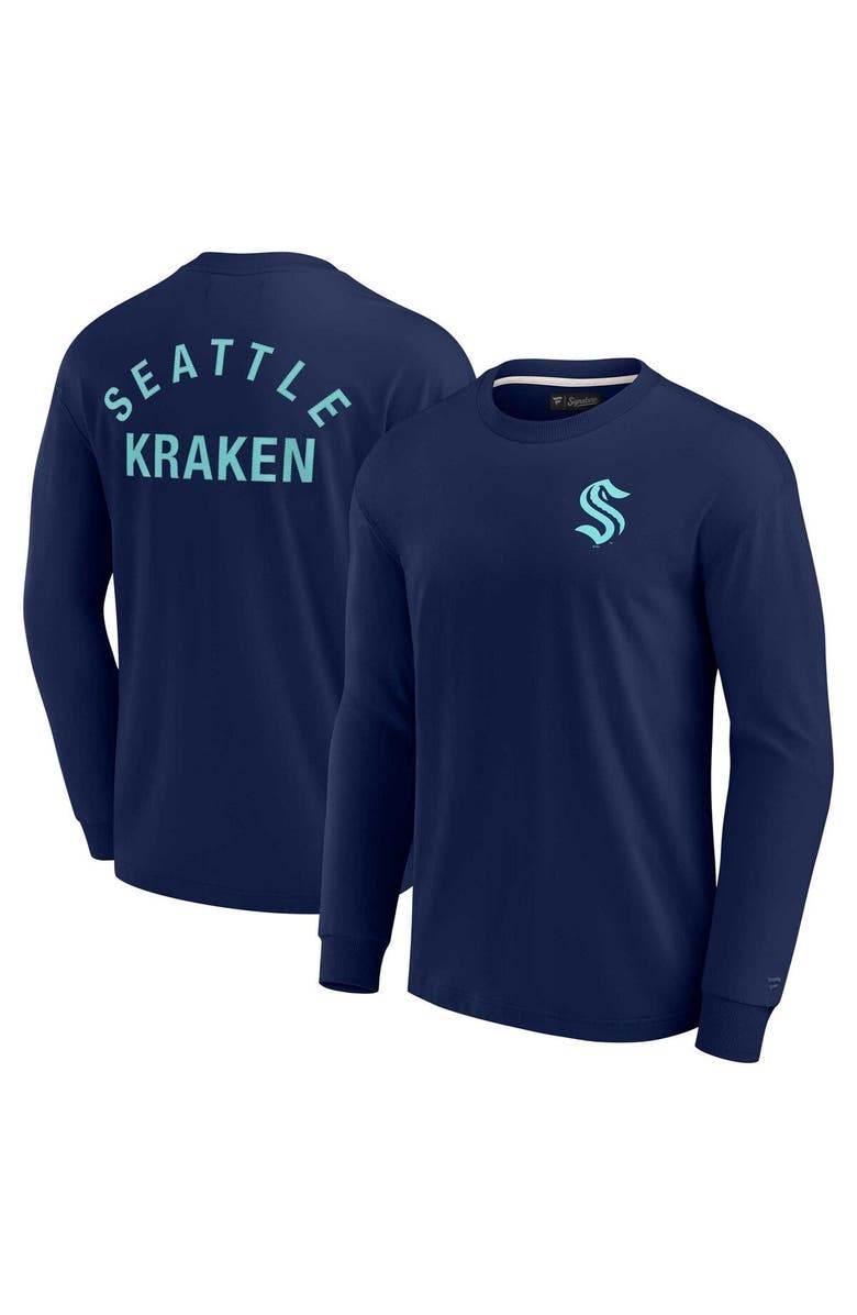 Fanatics Signature Unisex Fanatics Signature Navy Seattle Kraken Elements Super Soft Long Sleeve T-Shirt, Main, color, Navy