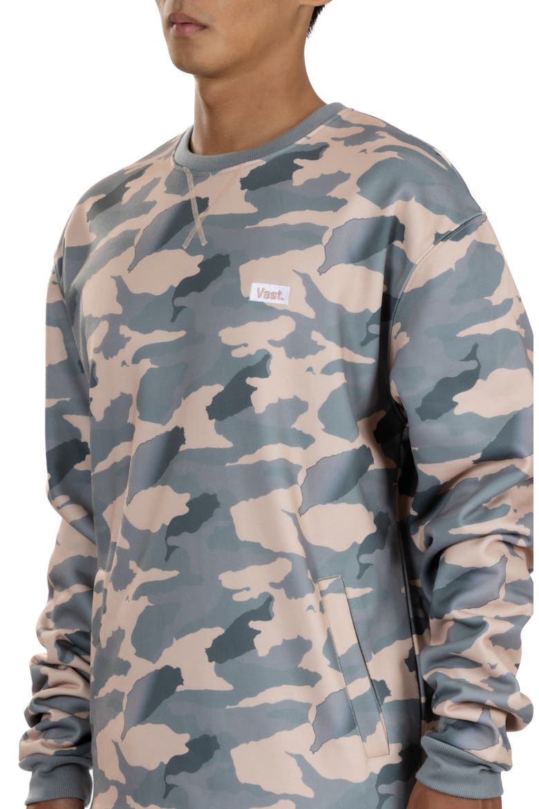 Camo Print Recycled Polyester Sweatshirt, Alternate, color, TAN
