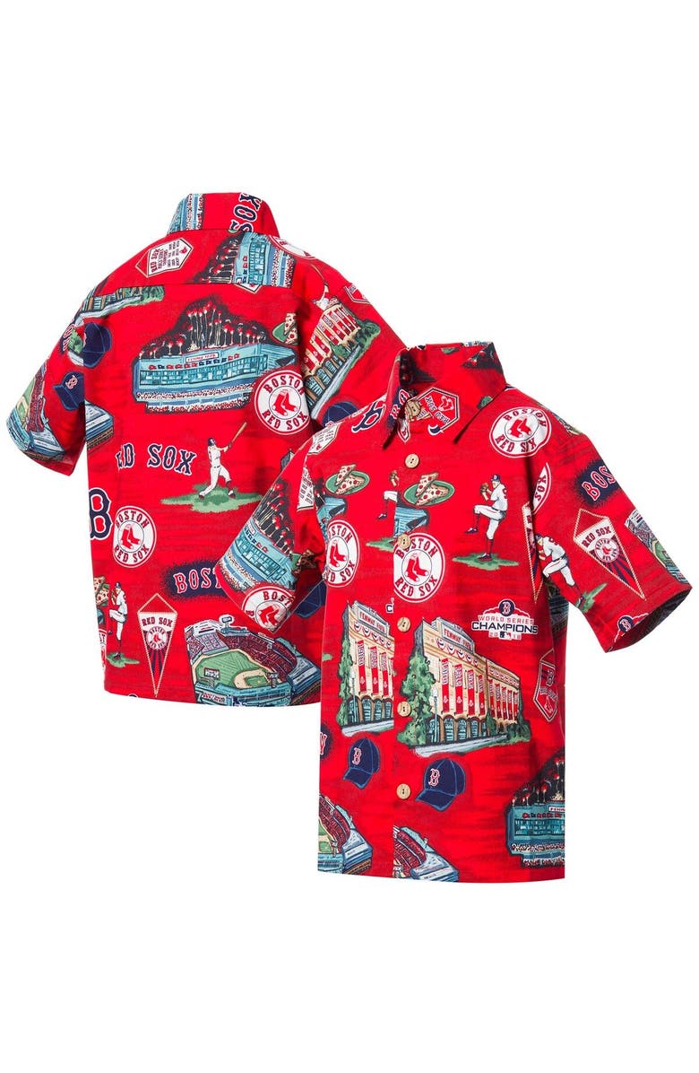 Reyn Spooner Youth Reyn Spooner Red Boston Red Sox Scenic Button-Up Shirt, Main, color, Red