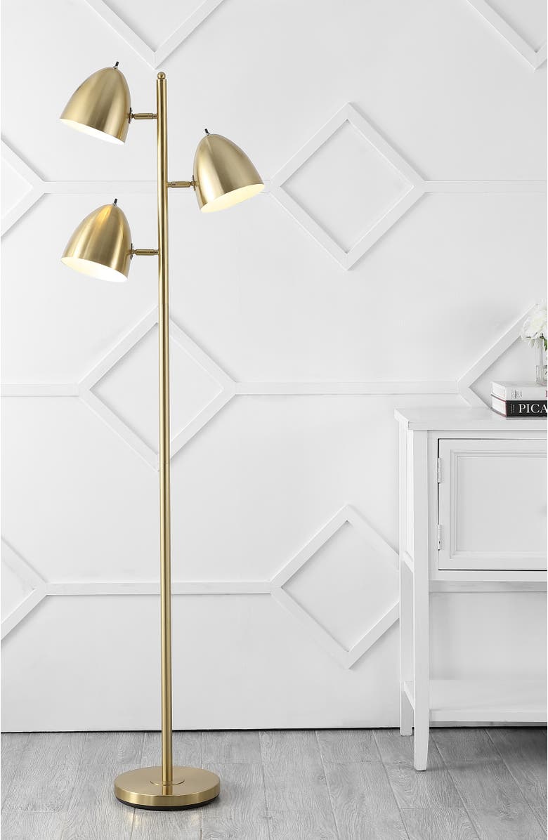 JONATHAN Y Billy 66.5" 3-Light Modern Contemporary Iron LED Floor Lamp, Brass Gold, Alternate, color, Brass Gold