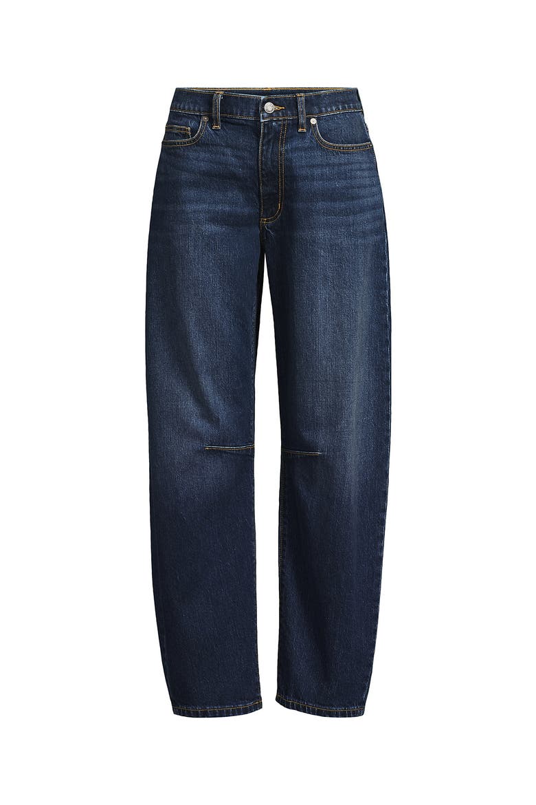 Soft Denim Relaxed Barrel Leg Ankle Jeans, Alternate, color, Dark Indigo Blue Wash
