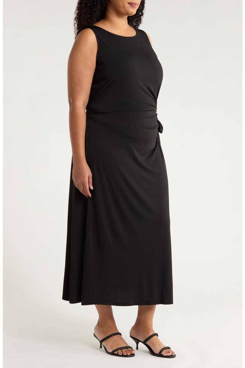 Amary Tie Waist Knit Midi Dress, Alternate, color, BLACK