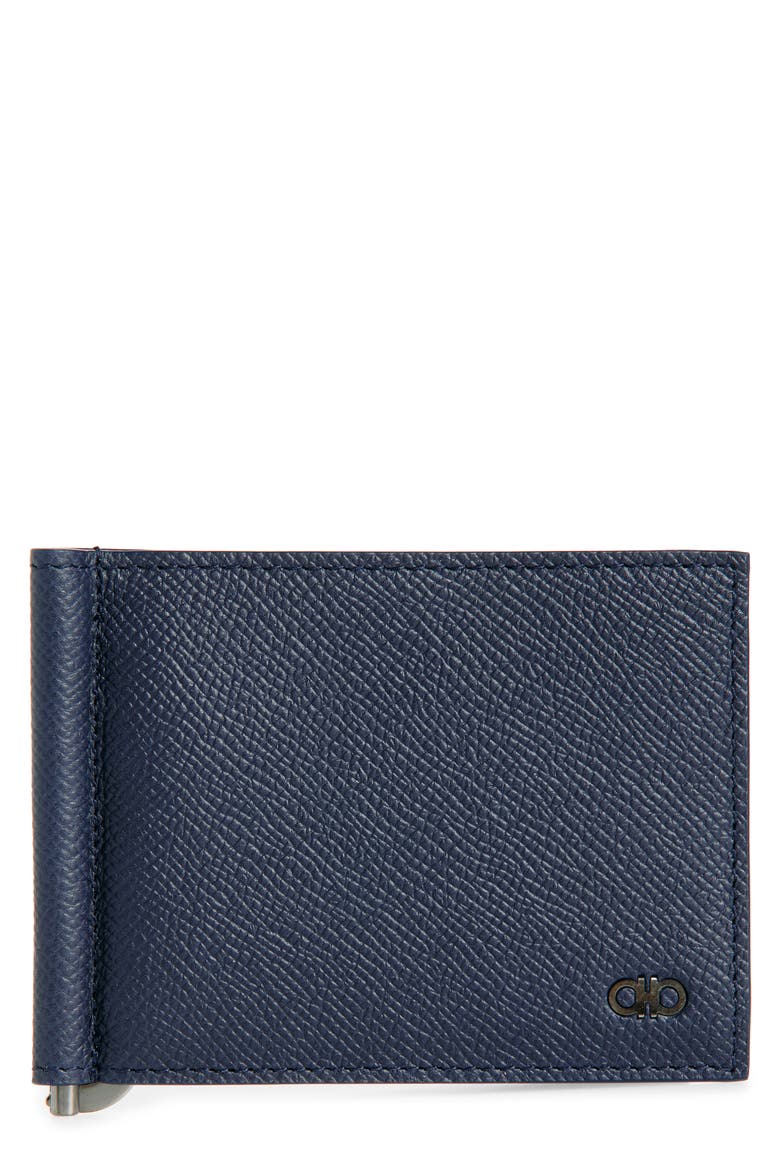 Double Gancio Leather Bifold Wallet, Main, color, NEW NAVY NERO