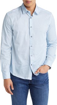 Stone Rose Knot Geo Dry Touch® Performance Jersey Button-Up Shirt
