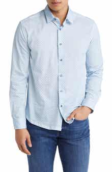 Stone Rose Knot Geo Dry Touch® Performance Jersey Button-Up Shirt