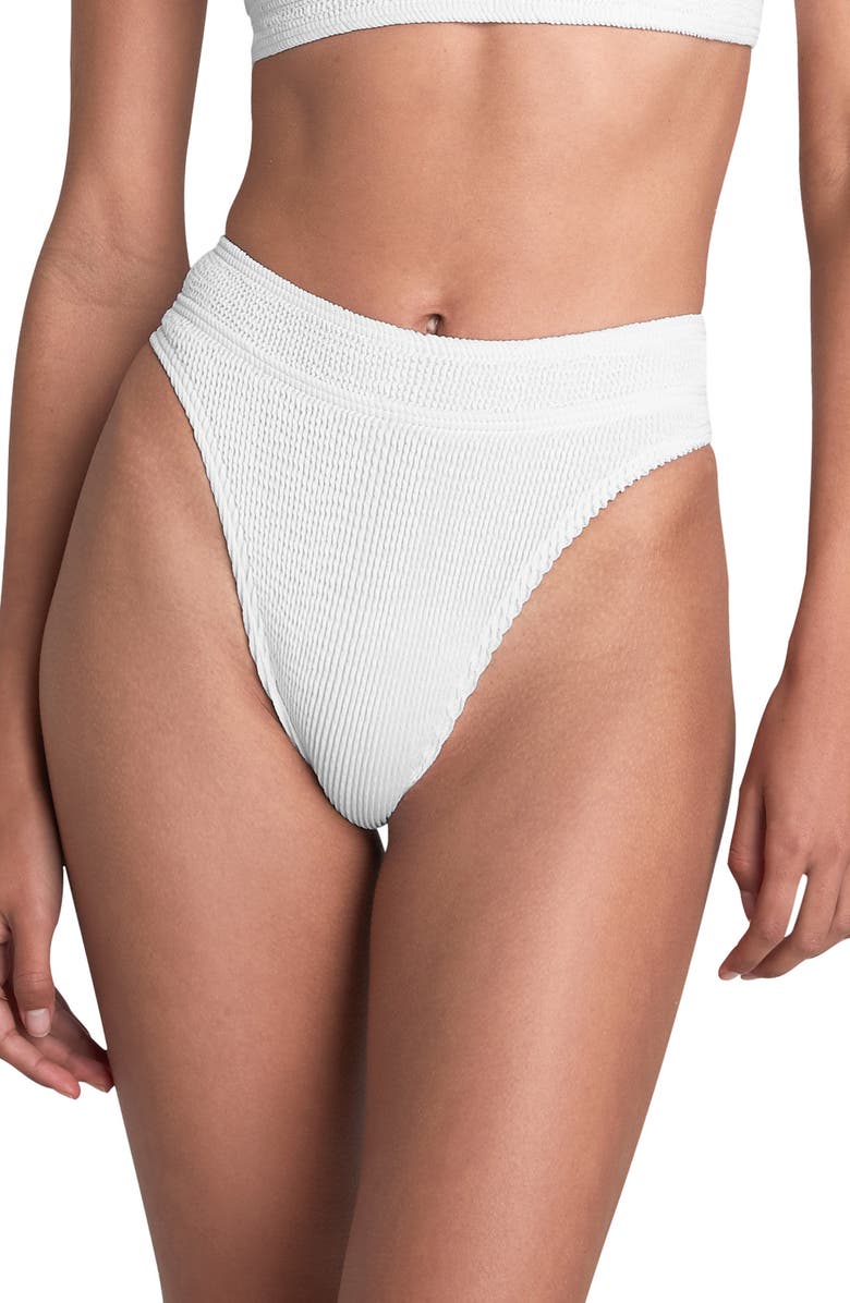 bond-eye BOUND by Bond-Eye The Savannah High Waist Bikini Bottoms, Main, color, Optic White
