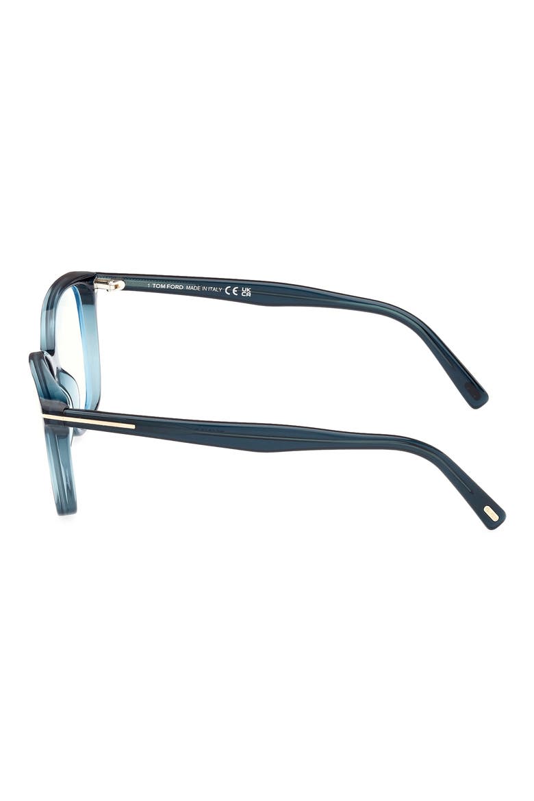 56mm Cat Eye Blue Light Blocking Optical Glasses, Alternate, color, TEAL / T LOGO / BLUE BLOCK