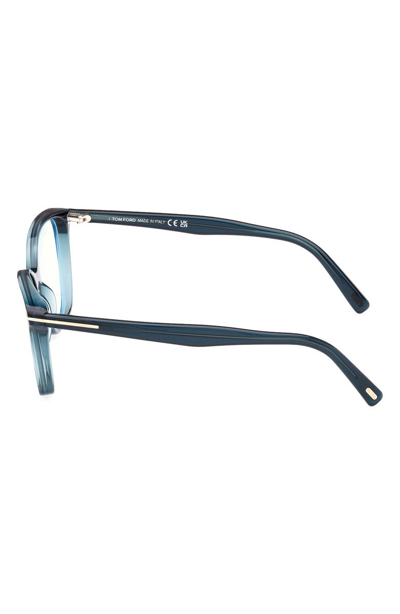 TOM FORD 56mm Cat Eye Blue Light Blocking Optical Glasses, Alternate, color, Teal / T Logo / Blue Block