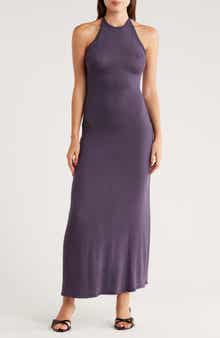 GO COUTURE Fitted Maxi Halter Dress