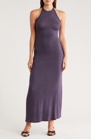 GO COUTURE Fitted Maxi Halter Dress